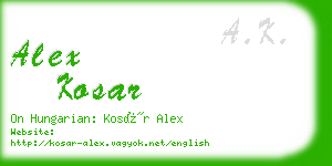 alex kosar business card